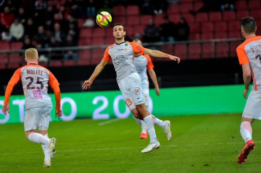 Montpellier's Tunisian midfielder Ellyes Skhiri tries to control the ball during the French L1 football match between Dijon (DFCO) and Montpellier (MHSC) on January 13, 2019, at the Gaston Gerard Stadium in Dijon, central-eastern France. (Photo by ROMAIN LAFABREGUE / AFP) (Photo credit should read ROMAIN LAFABREGUE/AFP/Getty Images)