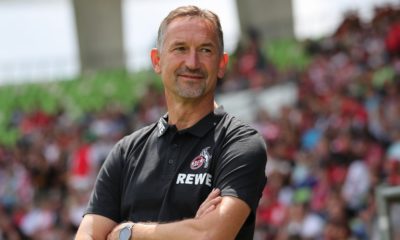 REUTLINGEN, GERMANY - JULY 14: Achim Beierlorzer Head coach of 1.FC Koeln looks on ahead of the pre-season friendly match between SSV Reutlingen v 1. FC Koeln at Stadion an der Kreuzeiche on July 14, 2019 in Reutlingen, Germany. (Photo by Christian Kaspar-Bartke/Bongarts/Getty Images)