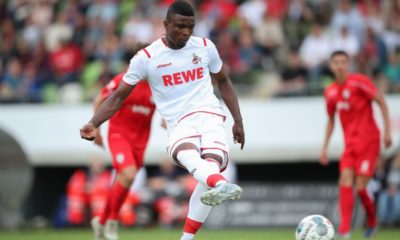 REUTLINGEN, GERMANY - JULY 14: Jhon Cordoba of 1.FC Koeln scores his team`s third goal during the pre-season friendly match between SSV Reutlingen v 1. FC Koeln at Stadion an der Kreuzeiche on July 14, 2019 in Reutlingen, Germany. (Photo by Christian Kaspar-Bartke/Bongarts/Getty Images)