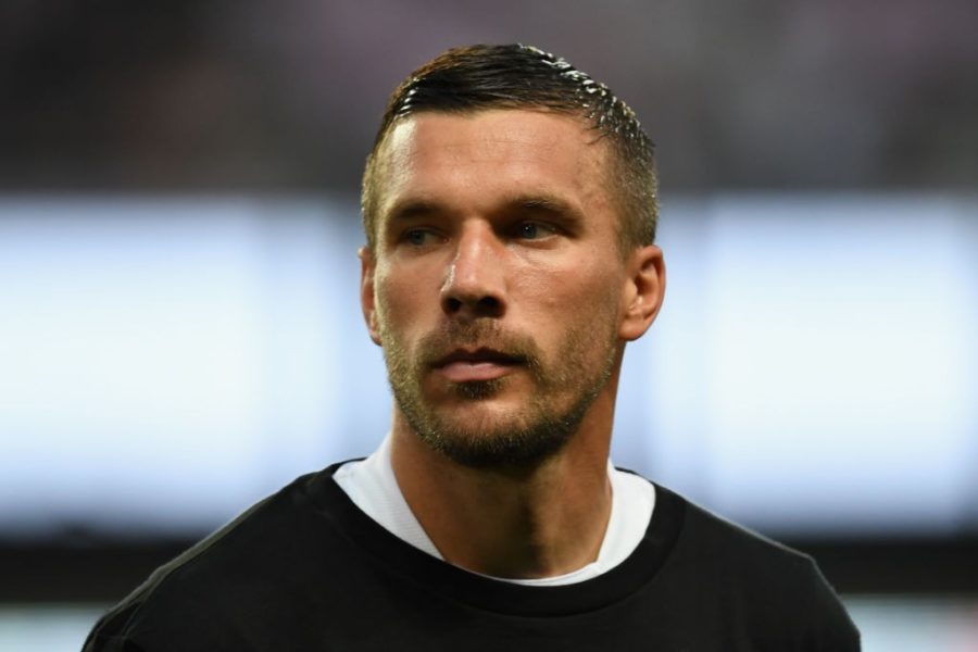 SENDAI, JAPAN - JULY 22: Lukas Podolski of Vissel Kobe is seen prior to the preseason friendly match between Vegalta Sendai and Vissel Kobe at Yurtec Stadium Sendai on July 22, 2017 in Sendai, Miyagi, Japan. (Photo by Etsuo Hara/Getty Images)