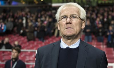 Denmark's head coach Morten Olsen sings the national anthem during the friendly international football match between Denmark and the hosts of the Euro 2016 France in Copenhagen on October 11, 2015. AFP PHOTO / ODD ANDERSEN (Photo credit should read ODD ANDERSEN/AFP/Getty Images)