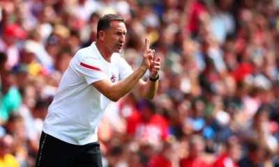 SOUTHAMPTON, ENGLAND - AUGUST 03: Achim Beierlorzer, the head coach of 1.FC Koln issues instructions to his players the Pre-Season Friendly match between Southampton and FC Koln at St. Mary's Stadium on August 03, 2019 in Southampton, England. (Photo by Dan Istitene/Getty Images)