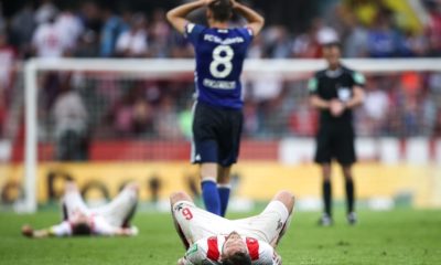 COLOGNE, GERMANY - APRIL 22: Marco Hoger #6 of 1.FC Koeln reacts after the Bundesliga match between 1. FC Koeln and FC Schalke 04 at RheinEnergieStadion on April 22, 2018 in Cologne, Germany. (Photo by Maja Hitij/Bongarts/Getty Images)