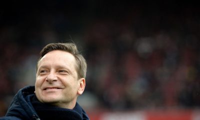 COLOGNE, GERMANY - MARCH 05: Manager Horst Heldt of Schalke looks on prior to the Bundesliga match between 1. FC Koeln and FC Schalke 04 at RheinEnergieStadion on March 5, 2016 in Cologne, Germany. (Photo by Sascha Steinbach/Bongarts/Getty Images)