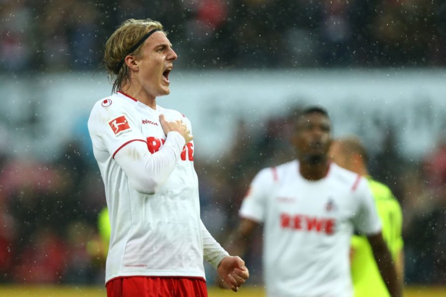 COLOGNE, GERMANY - OCTOBER 20: Sebastiaan Bornauw of FC Koln celebrates scoring his teams third goal of the game during the Bundesliga match between 1. FC Koeln and SC Paderborn 07 at RheinEnergieStadion on October 20, 2019 in Cologne, Germany. (Photo by Dean Mouhtaropoulos/Bongarts/Getty Images)