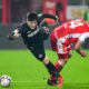 BERLIN, GERMANY - JANUARY 31: Jorge Mere of Koeln is challenged by Ken Reichel of Berlin during the Second Bundesliga match between 1. FC Union Berlin and 1. FC Koeln at Stadion An der Alten Foersterei on January 31, 2019 in Berlin, Germany. (Photo by Stuart Franklin/Bongarts/Getty Images)
