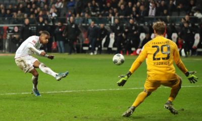 FRANKFURT AM MAIN, GERMANY - DECEMBER 18: Ismael Jakobs of 1. FC Koeln scores his team's fourth goal during the Bundesliga match between Eintracht Frankfurt and 1. FC Koeln at Commerzbank-Arena on December 18, 2019 in Frankfurt am Main, Germany. (Photo by Alexander Hassenstein/Bongarts/Getty Images)