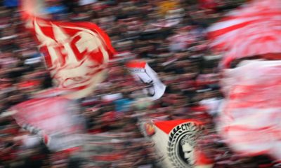 COLOGNE, GERMANY - DECEMBER 14: Fans of Koeln are seen during the Bundesliga match between 1. FC Koeln and Bayer 04 Leverkusen at RheinEnergieStadion on December 14, 2019 in Cologne, Germany. (Photo by Lars Baron/Bongarts/Getty Images)
