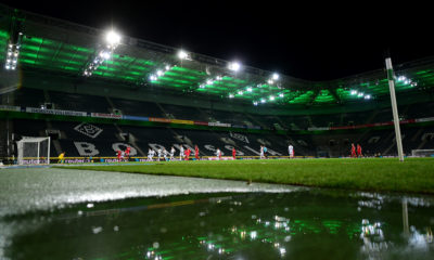 MOENCHENGLADBACH, GERMANY - MARCH 11: General view inside the empty stadium during the Bundesliga match between Borussia Moenchengladbach and 1. FC Koeln at Borussia-Park on March 11, 2020 in Moenchengladbach, Germany. For the first time in the history of the German Bundesliga the match is played behind closed doors as a precaution against the spread of COVID-19 (Coronavirus). (Photo by Jörg Schüler/Bongarts/Getty Images)