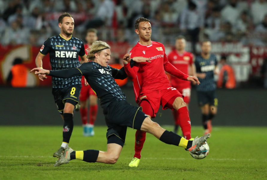 Sebastiaan Bornauw, Marcus Ingvartsen / Aktion / Spielszene / Zweikampf / / Fußball Fussball / DFL Bundesliga Herren / Saison 2019/2020 / 08.12.2019 / 1.FC Union Berlin FCU vs. 1.FC Köln / DFL regulations prohibit any use of photographs as image sequences and/or quasi-video. / *** Sebastiaan Bornauw, Marcus Ingvartsen Action Scene Football Football DFL Bundesliga Men Season 2019 2020 08 12 2019 1 FC Union Berlin FCU vs 1 FC Cologne DFL regulations prohibit any use of photographs as image sequences and or quasi video