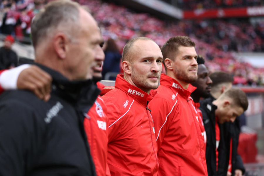 COLOGNE, GERMANY - FEBRUARY 02: Toni Leistner of FC Koln looks on during the Bundesliga match between 1. FC Koeln and Sport-Club Freiburg at RheinEnergieStadion on February 02, 2020 in Cologne, Germany. (Photo by Lars Baron/Bongarts/Getty Images)