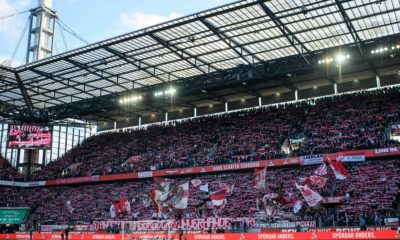 COLOGNE, GERMANY - JANUARY 18: A view to the stands of Cologne Fans during the Bundesliga match between 1. FC Koeln and VfL Wolfsburg at RheinEnergieStadion on January 18, 2020 in Cologne, Germany. (Photo by Jörg Schüler/Bongarts/Getty Images)