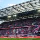 COLOGNE, GERMANY - JANUARY 18: A view to the stands of Cologne Fans during the Bundesliga match between 1. FC Koeln and VfL Wolfsburg at RheinEnergieStadion on January 18, 2020 in Cologne, Germany. (Photo by Jörg Schüler/Bongarts/Getty Images)
