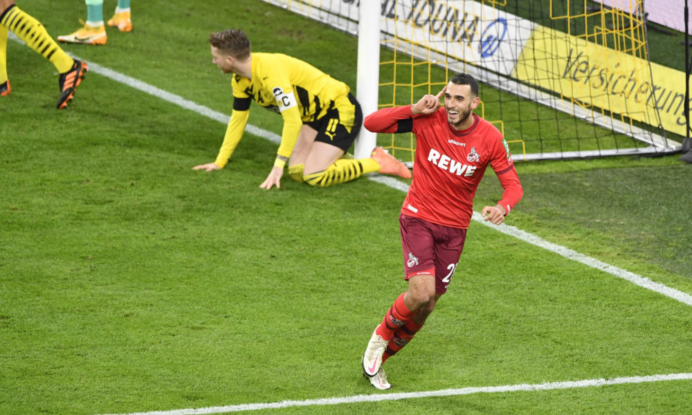Fussball 1. Bundesliga / Borussia Dortmund - 1. FC Koeln Ellyes SKHIRI K jubelt nach seinem Tor zum 0:2, Fussball 1. Bundesliga Saison 2020/2021, 9.Spieltag, Spieltag09, Borussia Dortmund - 1. FC Koeln am 28.11.2020. DFL REGULATIONS PROHIBIT ANY USE OF PHOTOGRAPHS AS IMAGE SEQUENCES AND/OR QUASI-VIDEO.EDITORIAL USE ONLY. NO SECONDARY RE-SALE WITHIN 48h AFTER KICK-OFF. Nur fuer journalistische Zwecke National and International News Agencies OUT NO RESALE Foto:Frank Hoermann / SVEN SIMON / POOL Dortmund Signal-Iduna-Park NRW Deutschland *** Soccer 1 Bundesliga Borussia Dortmund 1 FC Koeln Ellyes SKHIRI K cheers after his goal for 0 2, Soccer 1 Bundesliga Season 2020 2021, 9 Matchday, Matchday09, Borussia Dortmund 1 FC Koeln am 28 11 2020 DFL REGULATIONS PROHIBIT ANY USE OF PHOTOGRAPHS AS IMAGE SEQUENCES AND OR QUASI VIDEO EDITORIAL USE ONLY NO SECONDARY RE SALE WITHIN 48h AFTER KICK OFF For journalistic purposes only National and International News Agencies OUT NO RESALE Photo Frank Hoermann SVEN SIMON POOL Dortmund Signal Iduna Park NRW Germany Poolfoto SvenSimon / POOL ,EDITORIAL USE ONLY