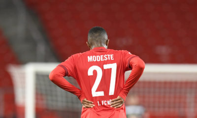 Modeste reacts after the German first division Bundesliga football match VfB Stuttgart v 1 FC Cologne in Stuttgart, southern Germany, on October 23, 2020. (Photo by THOMAS KIENZLE / AFP) / DFL REGULATIONS PROHIBIT ANY USE OF PHOTOGRAPHS AS IMAGE SEQUENCES AND/OR QUASI-VIDEO (Photo by THOMAS KIENZLE/AFP /AFP via Getty Images)