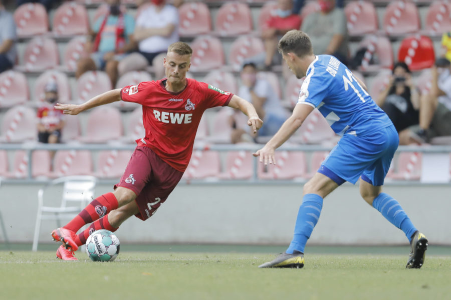 Köln, Franz-Kremer-Stadion, 15.08.20: Marvin Obuz Köln L am Ball im Testspiel zwischen 1.FC Köln und BW Lohne. *** Cologne, Franz Kremer Stadium, 15 08 20 Marvin Obuz Köln L on the ball in the test match between 1 FC Köln and BW Lohne