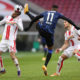 COLOGNE, GERMANY - JANUARY 16: Dominick Drexler of 1. FC Koln is challenged by Dodi Lukebakio of Hertha BSC during the Bundesliga match between 1. FC Koeln and Hertha BSC at RheinEnergieStadion on January 16, 2021 in Cologne, Germany. Sporting stadiums around Germany remain under strict restrictions due to the Coronavirus Pandemic as Government social distancing laws prohibit fans inside venues resulting in games being played behind closed doors. (Photo by Lars Baron/Getty Images)