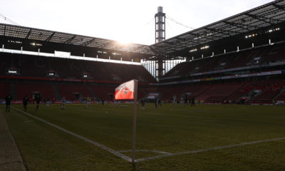 COLOGNE, GERMANY - JANUARY 31: A general view inside the stadium ahead of the Bundesliga match between 1. FC Koeln and DSC Arminia Bielefeld at RheinEnergieStadion on January 31, 2021 in Cologne, Germany. Sporting stadiums around Germany remain under strict restrictions due to the Coronavirus Pandemic as Government social distancing laws prohibit fans inside venues resulting in games being played behind closed doors. (Photo by Lars Baron/Getty Images)