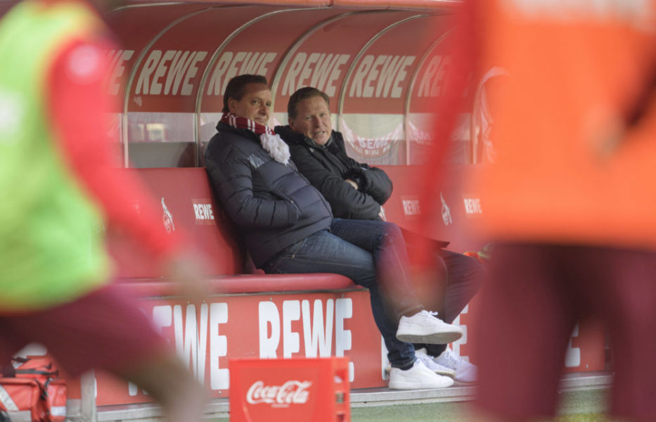 Trainer Markus GISDOL K mit Horst HELDT l. Sportchef K Fussball 1. Bundesliga, 19. Spieltag, 1. FC Koeln K - Arminia Bielefeld BI, am 31.01.2021 in Koeln/Deutschland. *** Coach Markus GISDOL K with Horst HELDT l Sportchef K Football 1 Bundesliga, Matchday 19, 1 FC Koeln K Arminia Bielefeld BI , on 31 01 2021 in Koeln Germany