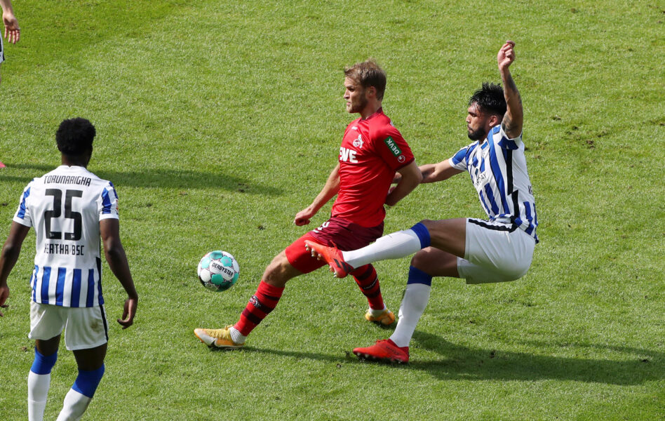 Sebastian Andersson, Omar Alderete / Aktion / Spielszene / Zweikampf / / Fußball Fussball / DFL Bundesliga Herren / Saison 2020/2021 / 15.05.2021 / Hertha BSC Berlin vs. 1.FC Köln / Geisterspiel wegen Corona Covid 19 / *** Sebastian Andersson, Omar Alderete action match scene duel sport football soccer DFL Bundesliga men season 2020 2021 15 05 2021 Hertha BSC Berlin vs 1 FC Köln ghost match due to Corona Covid 19