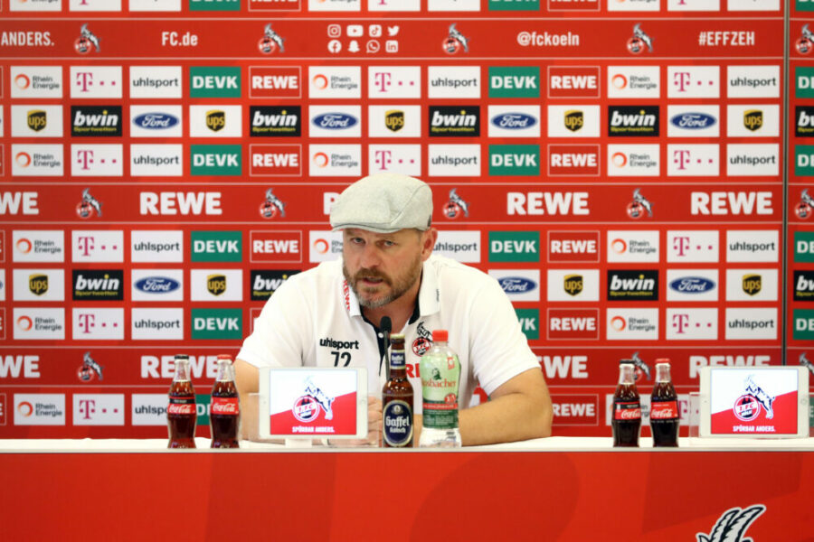 1. FC Köln 1. FC Köln, Pressekonferenz zum DFB Pokalspiel in Jena, Steffen Baumgart 1. FC Köln, 06.08.2021, Bild: *** 1 FC Köln 1 FC Köln, Press conference for the DFB Cup match in Jena, Steffen Baumgart 1 FC Köln , 06 08 2021, Picture DUS900